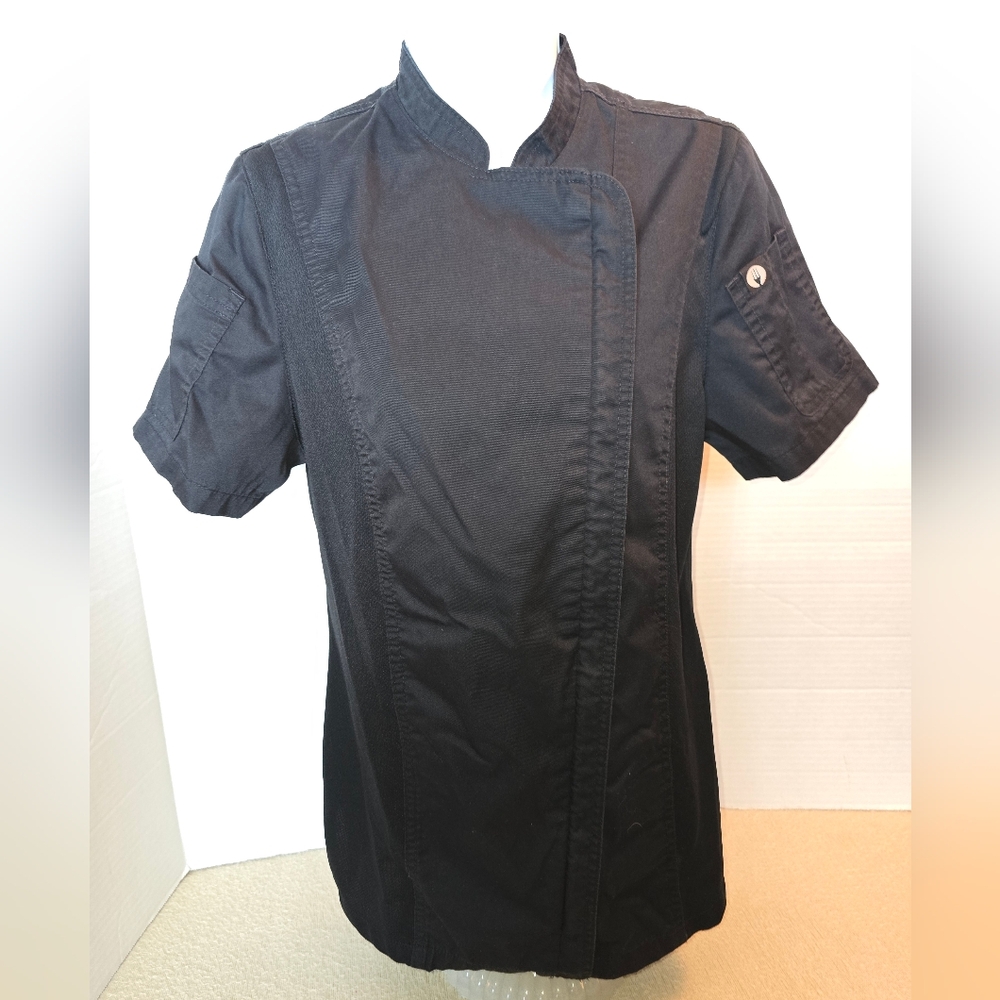 Chef Works Black Professional Chef Coat Short Sleeve Kitchen Uniform size S